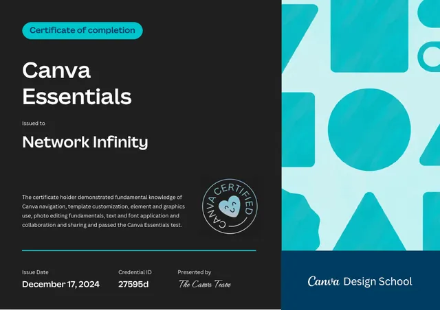 Canva Essentials certificate