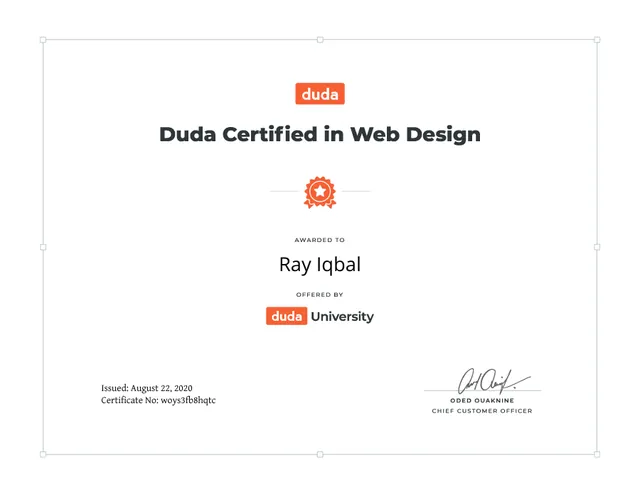 Certified in Web Design certificate